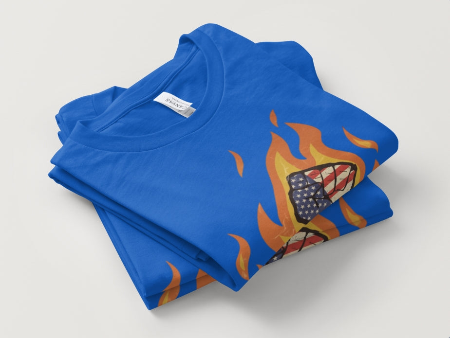 /Defund ICE Short Sleeve T-Shirt With Flames5