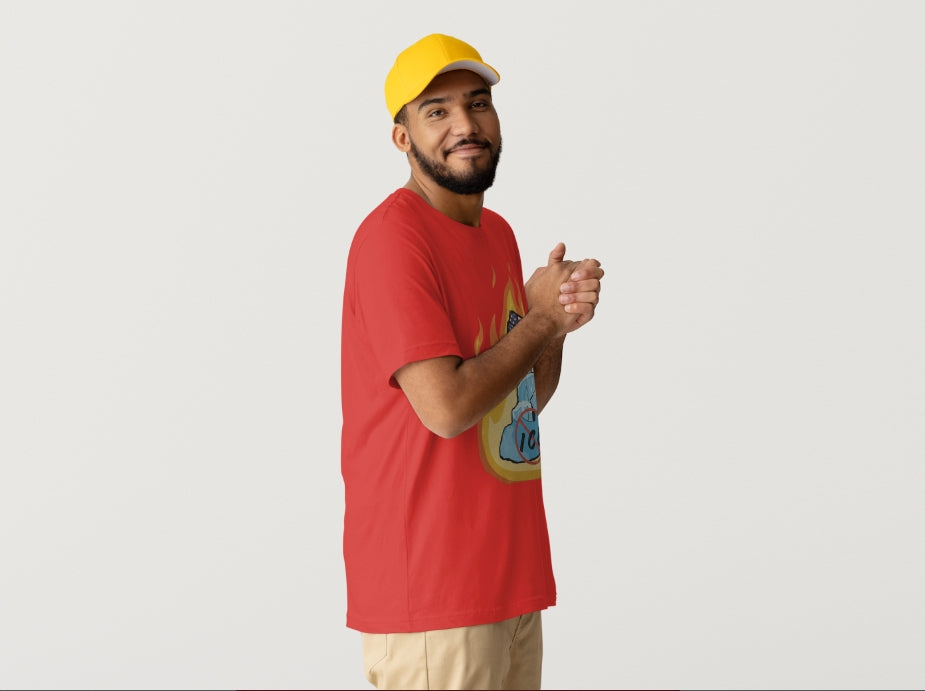 /Defund ICE Short Sleeve T-Shirt With Flames5